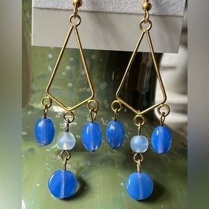 Handmade Blue Dangle Earrings